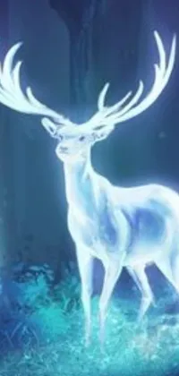 This live phone wallpaper is a unique take on nature art with a holographic deer standing in tall grass