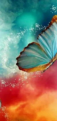Enhance your phone's aesthetic with this stunning airbrush painting of two butterflies in flight