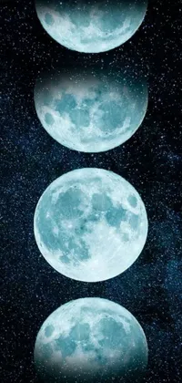 Introducing a stunning live wallpaper showcasing the three moon phases against a captivating night sky background