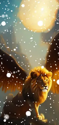 Looking for a high-quality live wallpaper? Check out this stunning concept art featuring a powerful lion sitting atop a rocky perch