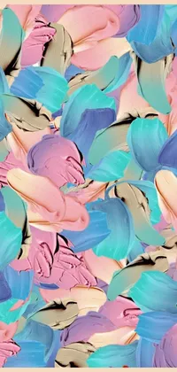 This phone live wallpaper features a stunning close up of pink and blue flowers
