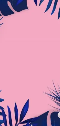 Looking for a stunning phone wallpaper that captures the essence of tropical scenery? Look no further than this pink and blue live wallpaper featuring vibrant leaves and flowers set against a clean vector graphic background