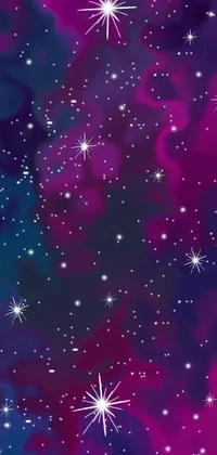 This live wallpaper features a playful Lisa Frank-inspired design on a pink-and-blue gradient background with stars, a galloping horse, and a colorful rainbow gradient