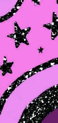 This animated live wallpaper features a captivating combination of pink and black shades adorned with stars, swirls, stipple, and pop art design