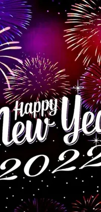 Get festive with this phone live wallpaper that features a lively fireworks display and the words "happy new year 2012"