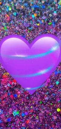 Looking for a stunning live wallpaper to give your phone a magical touch? Check out this digital art purple heart with confetti sprinkles! Inspired by Lisa Frank, this heart is bursting with vibrant colors and patterns that exude happiness and positivity every time you unlock your phone