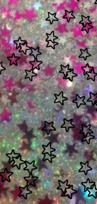 This live wallpaper showcases a mesmerizing black and white star cluster on a glitter background