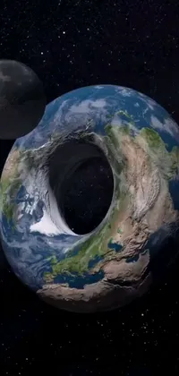 Experience a stunning live wallpaper featuring the earth and moon viewed from space
