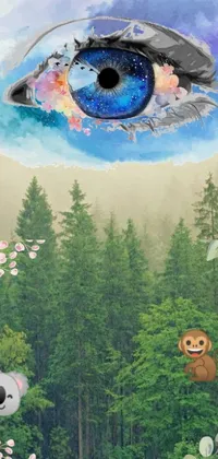 Get lost in the surreal world of this eye-in-the-forest live wallpaper