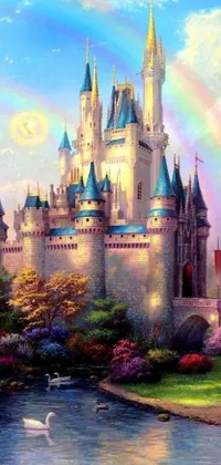 Experience the charm of a breathtaking magical kingdom with this phone live wallpaper