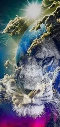 This phone live wallpaper showcases a powerful, yet regal lion wearing a crown