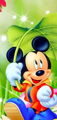 This live wallpaper features a vibrant and colorful design with a graffiti-inspired Mickey Mouse and Pluto theme