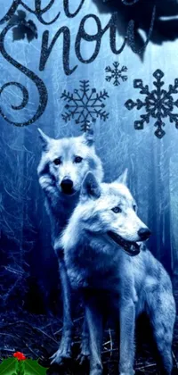 Looking for a captivating phone live wallpaper? Look no further than this sots art inspired design! The artwork features two beautiful white wolves, standing together in the moonlight
