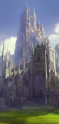 Get lost in a mesmerizing fantasy world with this phone live wallpaper featuring a stunning castle atop a green field