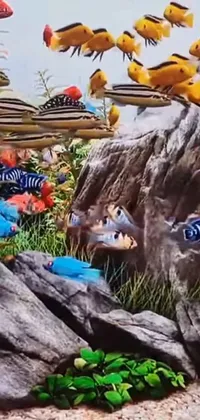 Enhance your phone's home screen with this mesmerizing fish tank live wallpaper