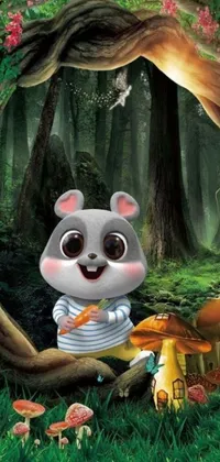 This live wallpaper for your phone depicts a colorful cartoon animal sitting in a grassy area