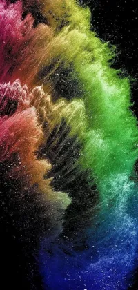 This live wallpaper is a visual explosion of colorful powder against a black background