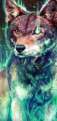 This incredible phone live wallpaper depicts a digital painting of a wolf, in beautiful furry art