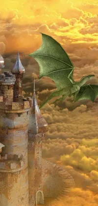 Get lost in a stunning fantasy world right on your phone with this live wallpaper! The captivating scene features a sprawling castle, complete with turrets and battlements, against a backdrop of rolling hills and lush green trees