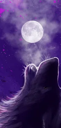 This live wallpaper features a stunning painting of a wolf howling at the moon