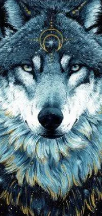 Get mesmerized by the stunning phone live wallpaper of a wolf amidst a starry night