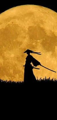 Looking for an epic and captivating phone live wallpaper? Check out this silhouette image inspired by Kanō Hōgai and the thrilling film Kill Bill