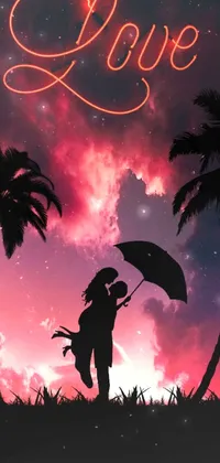 Add a touch of romance to your phone with this live wallpaper featuring a dreamy scene set in paradise