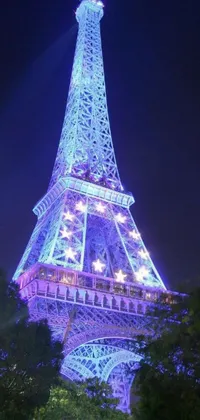 This phone wallpaper features the stunning Eiffel Tower illuminated at night