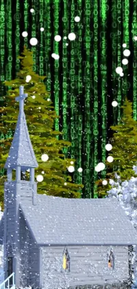 This Live Wallpaper features a visually stunning image of a snowy church in a winter wonderland