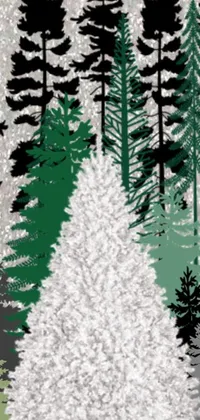 This snowy forest live wallpaper is a stunning digital rendering inspired by winter landscapes