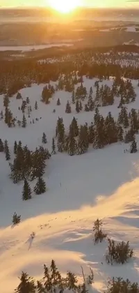 This live wallpaper presents a spectacular snow-covered mountain range where skiers can be seen carving their way down the slopes