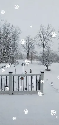 This serene phone live wallpaper features a picturesque, pastoral setting with a dog in the snow as a focal point