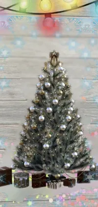 Get in the holiday spirit with this phone live wallpaper featuring a colorful Christmas tree decorated with garlands, ornaments and twinkling lights