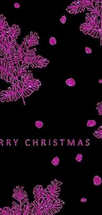 This Christmas live wallpaper features a pink snowflake card against a black background
