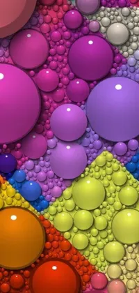 This live wallpaper is a masterpiece of 3D geometric abstract art, combining an array of colorful bubbles floating above each other