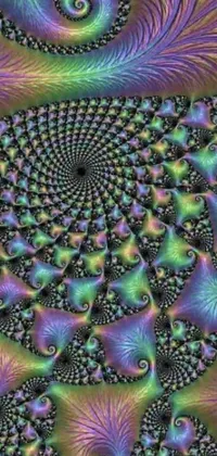 This live phone wallpaper features a trippy computer-generated image of a spiral design inspired by flickr and psychedelic art
