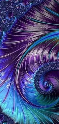 This live phone wallpaper features an intricate and mesmerizing design of purple and blue swirls