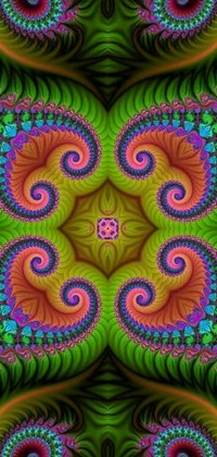 This phone live wallpaper features a stunning psychedelic pattern inspired by fractal geometry and symmetrical ornament