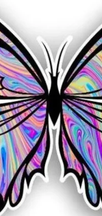 Decorate your phone with this beautiful live wallpaper featuring a colorful butterfly on a white background