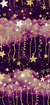 Add a touch of magic to your phone screen with this mesmerizing live wallpaper! Featuring a stunning combination of purple and gold, this digital art masterpiece is perfect for those who love the beauty of magical realism