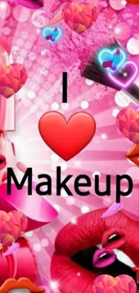 Get ready to take your phone's style to the next level with this ultra-cute and colorful live wallpaper! Featuring a playful pink background, this lively wallpaper showcases your love for makeup in a fun and vibrant way