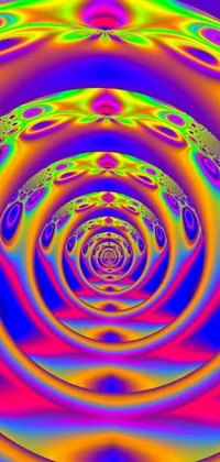 This live wallpaper features a computer generated image of a colorful spiral inspired by fractals and psychedelic art