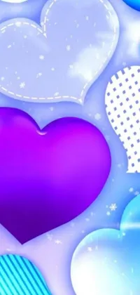 Looking for a vibrant phone live wallpaper? Look no further! Our purple heart phone background is the perfect combination of trendy digital art and playful emojis