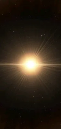 This live wallpaper showcases a luminous star surrounded by twinkling stars and bright yellow and red sun in the night sky