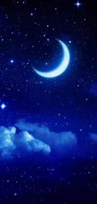 Bring the magic of the night sky to your phone with this captivating live wallpaper featuring stars, a crescent moon and a beautiful blue and purple background