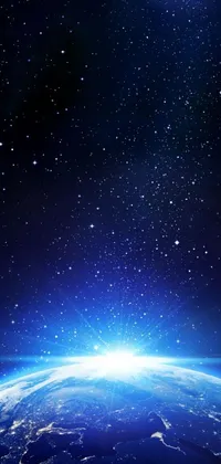 Looking for a stellar wallpaper for your phone? Look no further than this fabulous space-themed live wallpaper! Featuring a breathtaking view of Earth from space, this digital art masterpiece showcases the planet beautifully illuminated against a starry sky