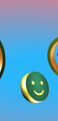 This live phone wallpaper showcases a delightful and playful duo of smiley faces rendered using raytracing techniques, giving them a lifelike 3D appearance