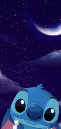 Immerse yourself in a world of magic and fantasy with our phone live wallpaper featuring a cute cartoon character enjoying the night sky atop a fluffy bed