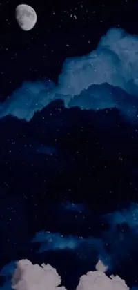This is a phone live wallpaper with a night sky theme featuring digital art inspired by trending images on Unsplash