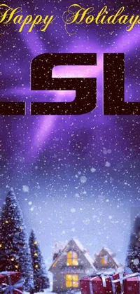 This live phone wallpaper depicts a digital art piece of presents on a snow-covered ground